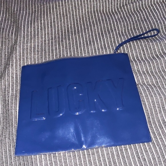 Fashion Mystic blue glossy Lucky Embossed oversized clutch  Bag - Picture 6 of 15